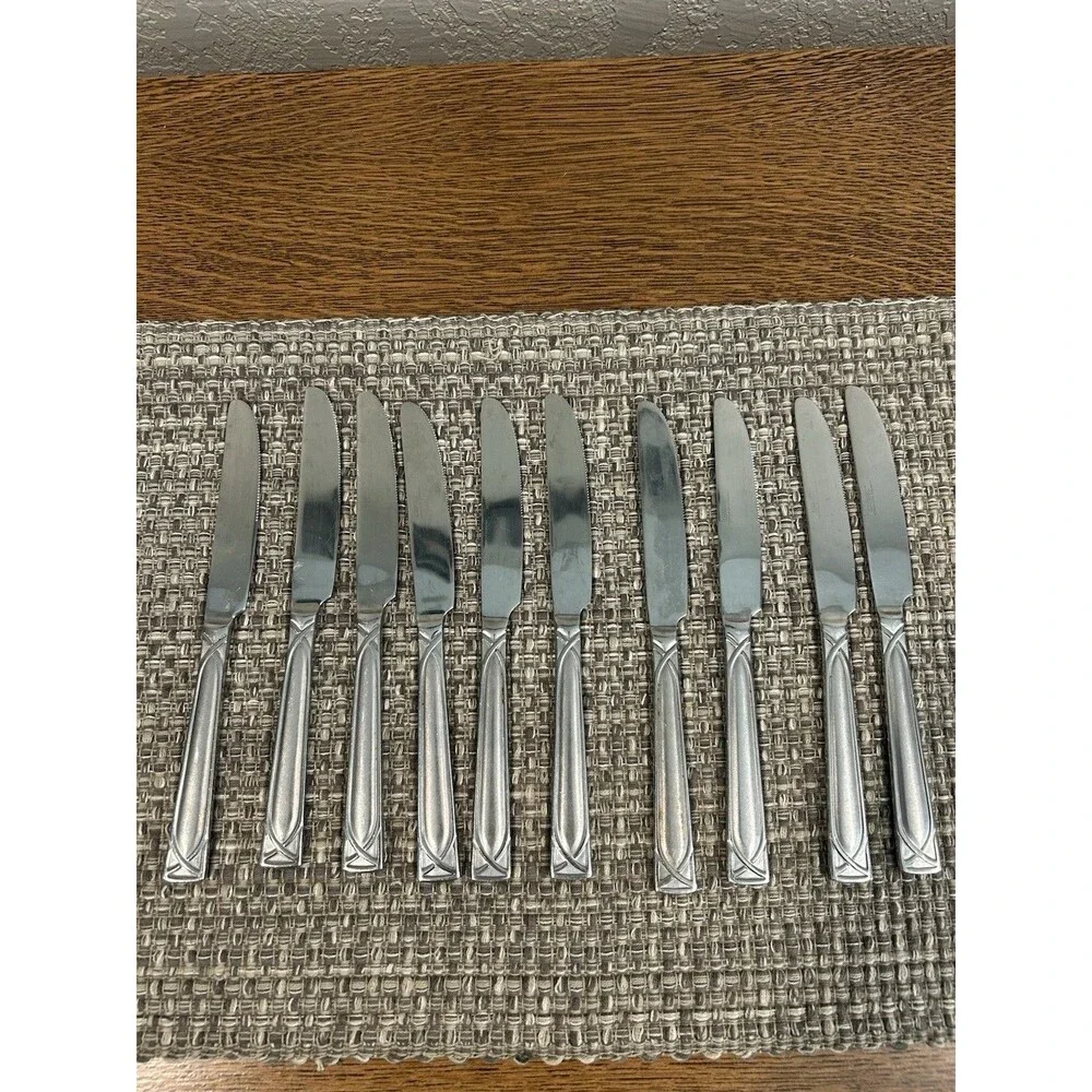 Cambridge Crossroad Sand Dinner Knives Stainless Steel Flatware Set Of 10